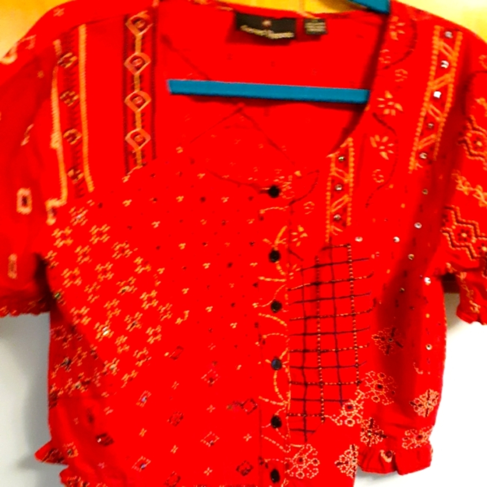 Sacred threads cotton ladies summer top  size large